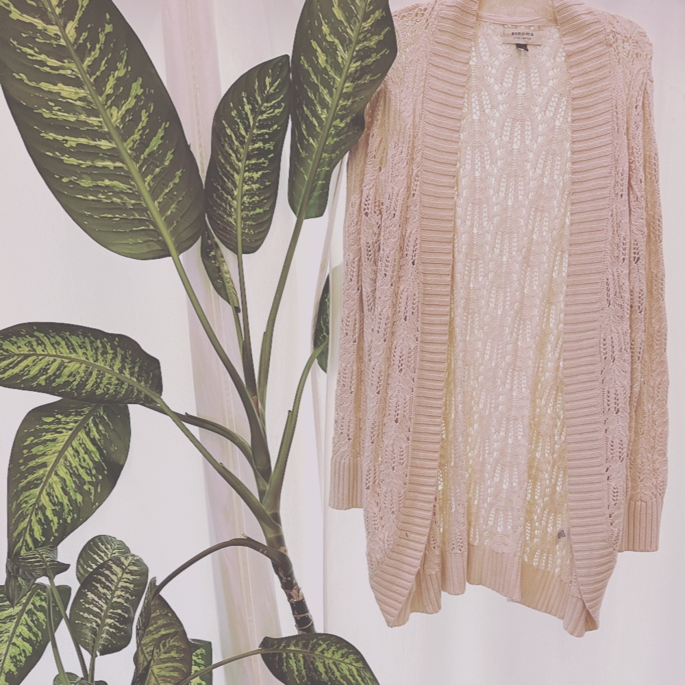 Sonoma Lifestyle Open Front Cardigan Sweater Size L Long Sleeve